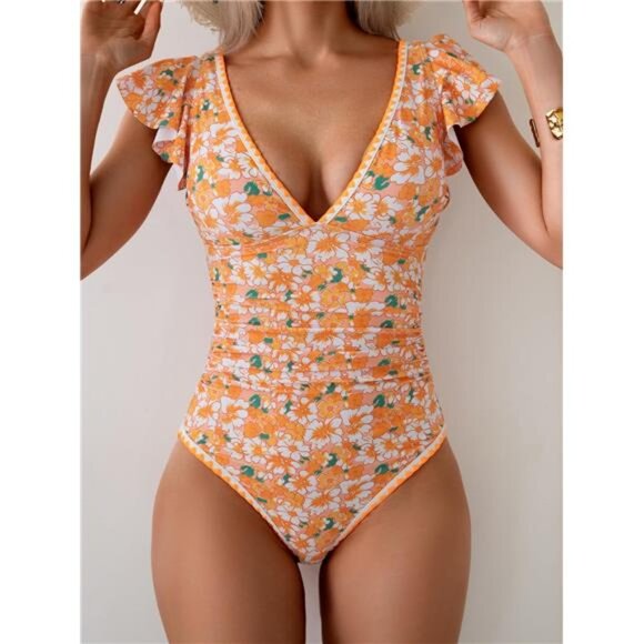 Other - Women's One Piece Ruffle Swimsuit Tummy Control Bathing Suit V Neck Shell